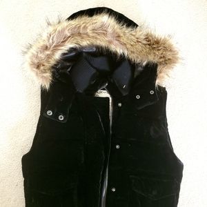 Velvet vest with fur hood